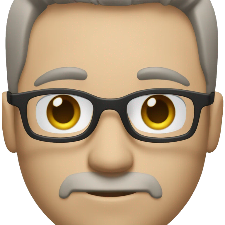 White man black and white hair combed right blue eyes blue glasses full face short stubble no wringles emoji