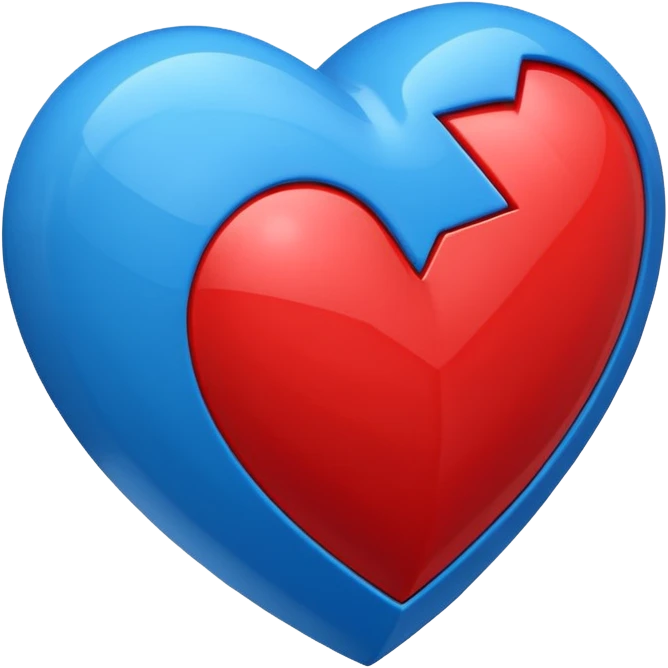 A geometric red 3D heart with a blue star inside emoji