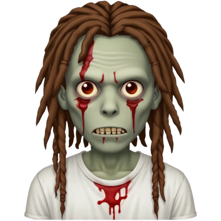 zombie with brown dreads white tee  emoji
