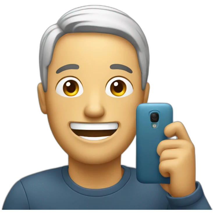 happy man with a phone emoji