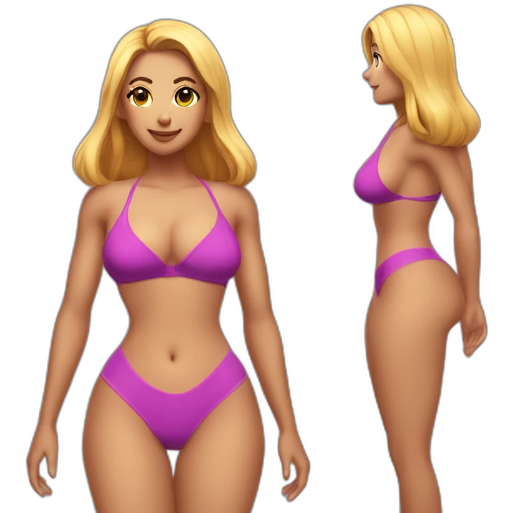 Slim-Thicc woman swimsuit posing (athletic build, perfect body, hourglass figure) emoji