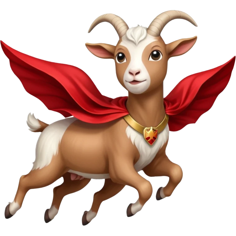 white female goat wearing a read cape like superman emoji