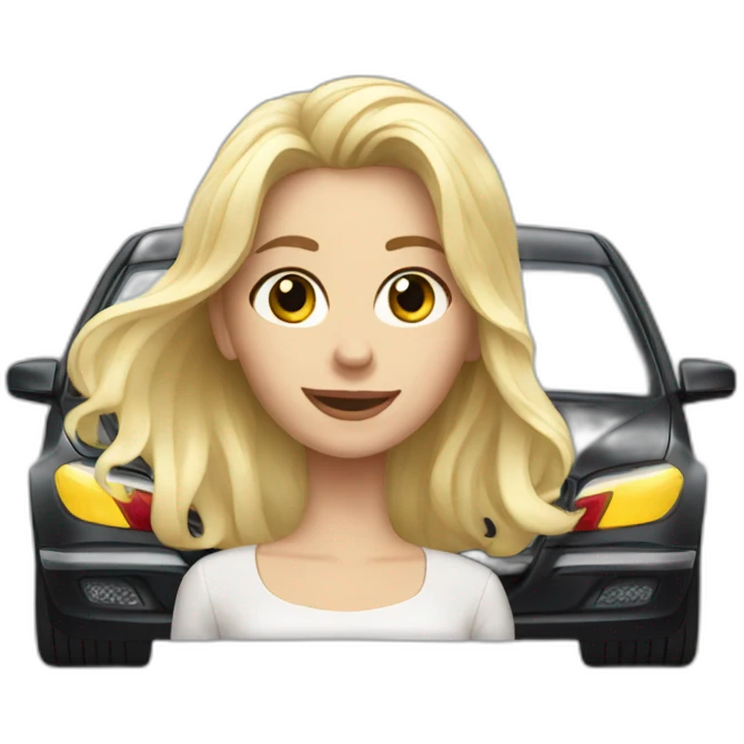 blonde girl in car mercedes benz emoji