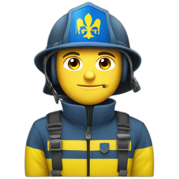 Ukrainian firefighter with the flag of Ukraine emoji