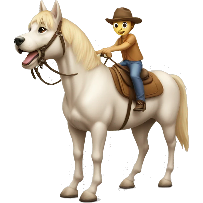 Cute dog riding on a horse  emoji