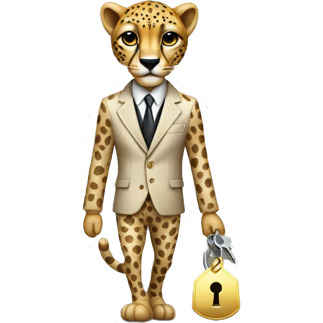 cheetah in a classic suit With keys emoji