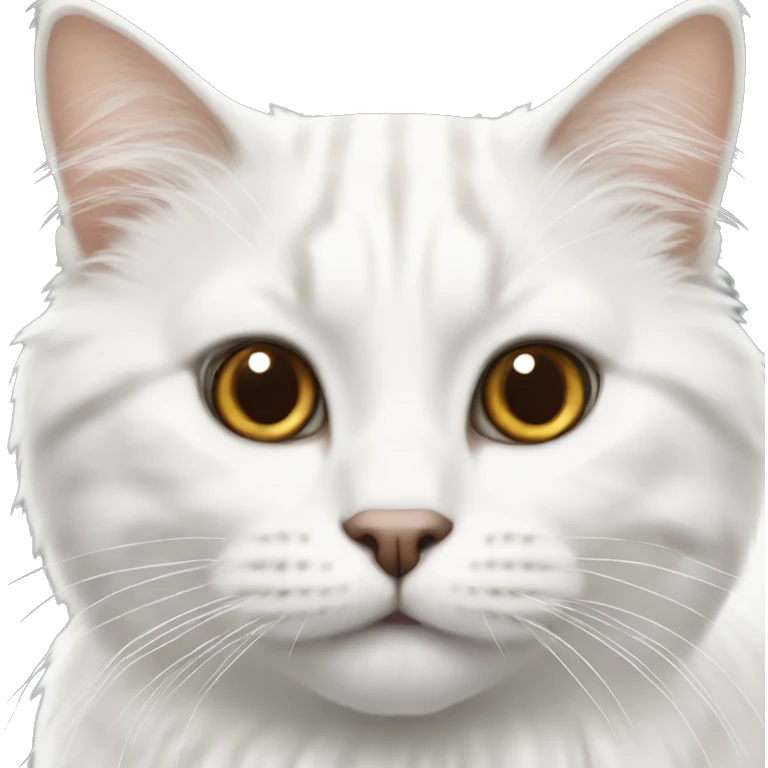 White Scottish long cat with brown eyes emoji
