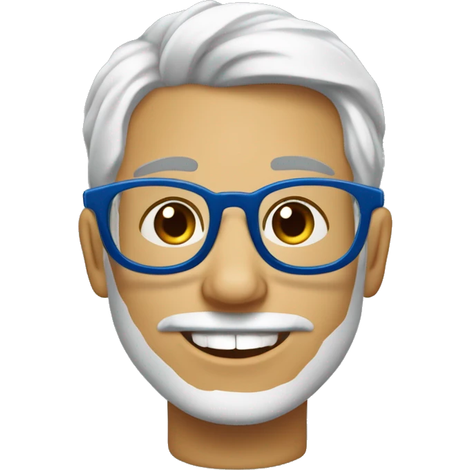 Chico con lentes azules, un lunar chiquito arriba de su boca en la derecha, morenito, de peinado de lado  emoji