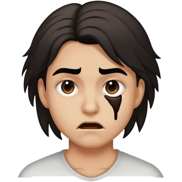 Black eye hair pulling emoji