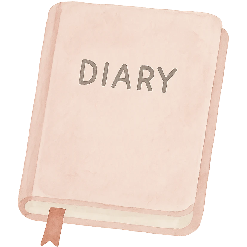a pink diary, watercolor art style emoji