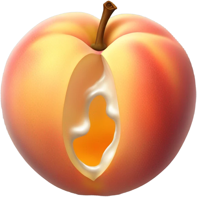 Peach with opening dripping white inside the middle to the end emoji
