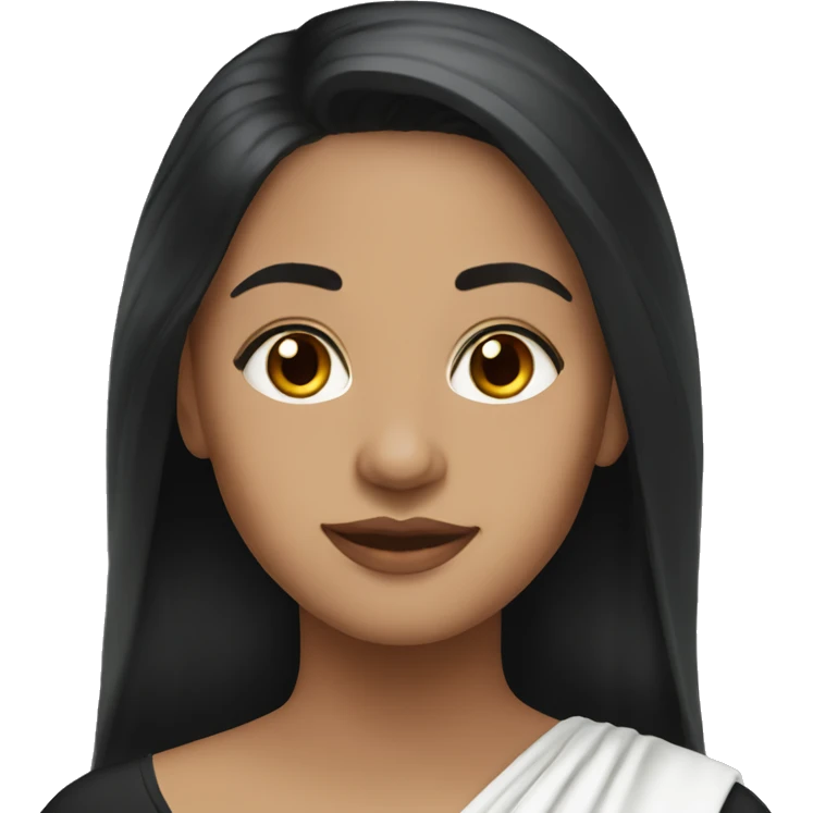 Light skin ;Black long hair wearing white saree emoji
