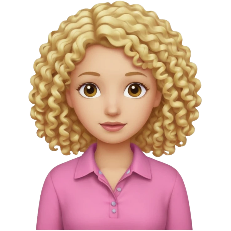 blonde curly woman pink shirt  emoji