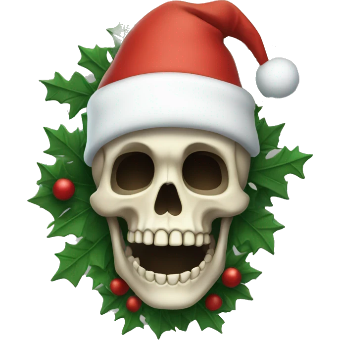 skeleton with a Christmas hat emoji