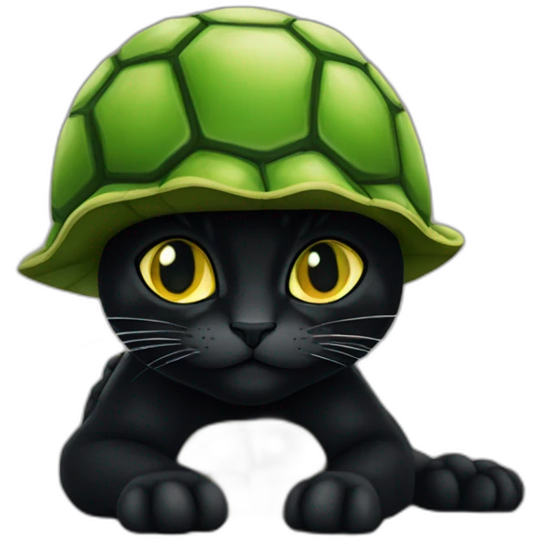 chat noir sur tortue emoji