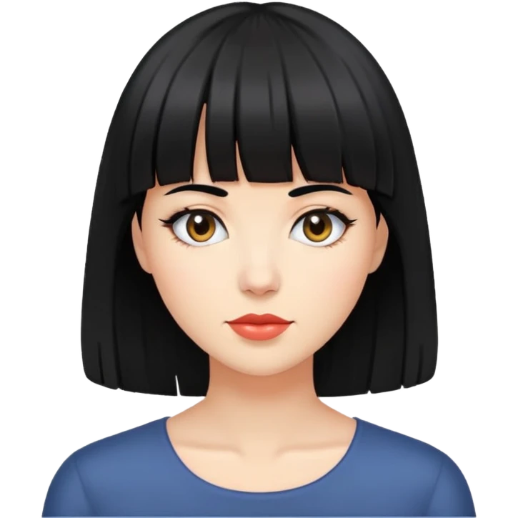 Faça uma mulher com cabelo preto com a franja  emoji