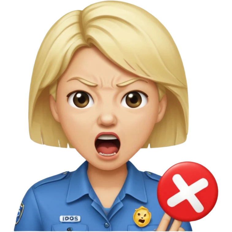 emojis.com a-karen-mom-yelling-at-somebody-that-wont-take-their-dog-out-and-is-showing-her-badge-but-its-fake emoji