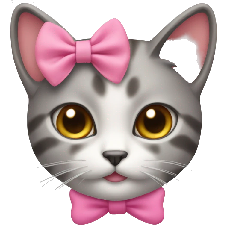 Cat With Cute Pink Bow  emoji