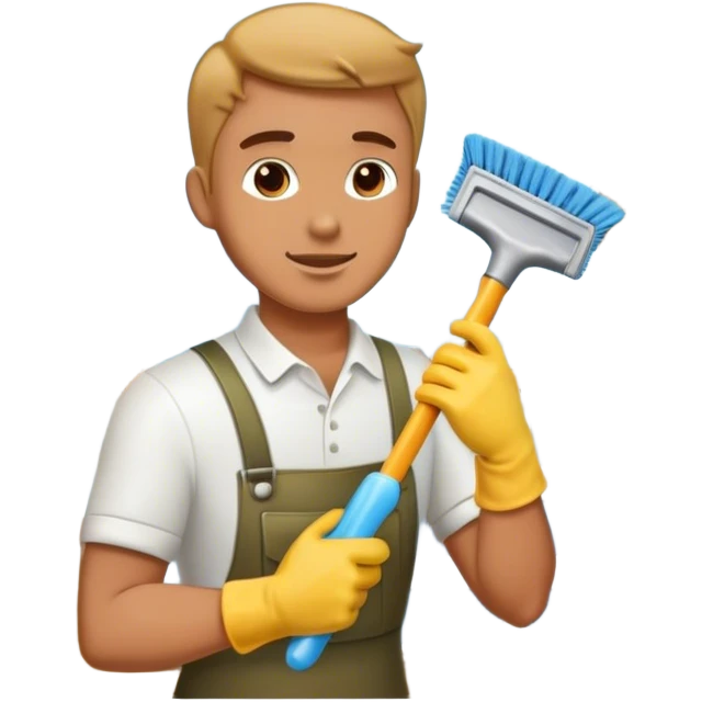 service guy cleaning windows emoji