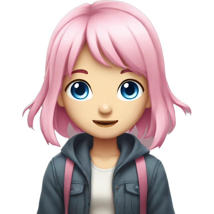 pink haired anime girl blue eyes emoji