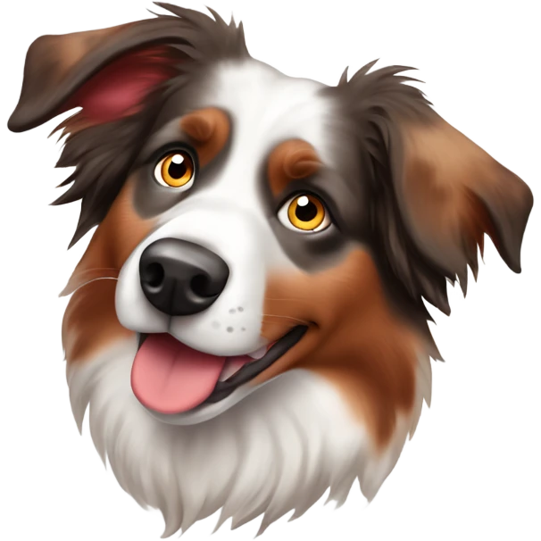 Red Merle Australian shepherd with a more red face and one blue eye emoji