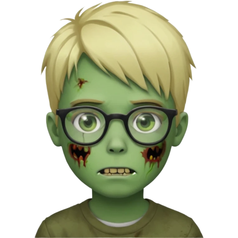 boy zombie with blonde emo hair and green skin and glasses emoji