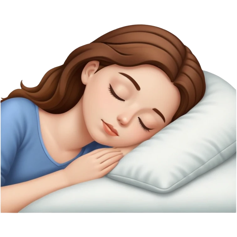 White girl Brown hair sleeping  emoji
