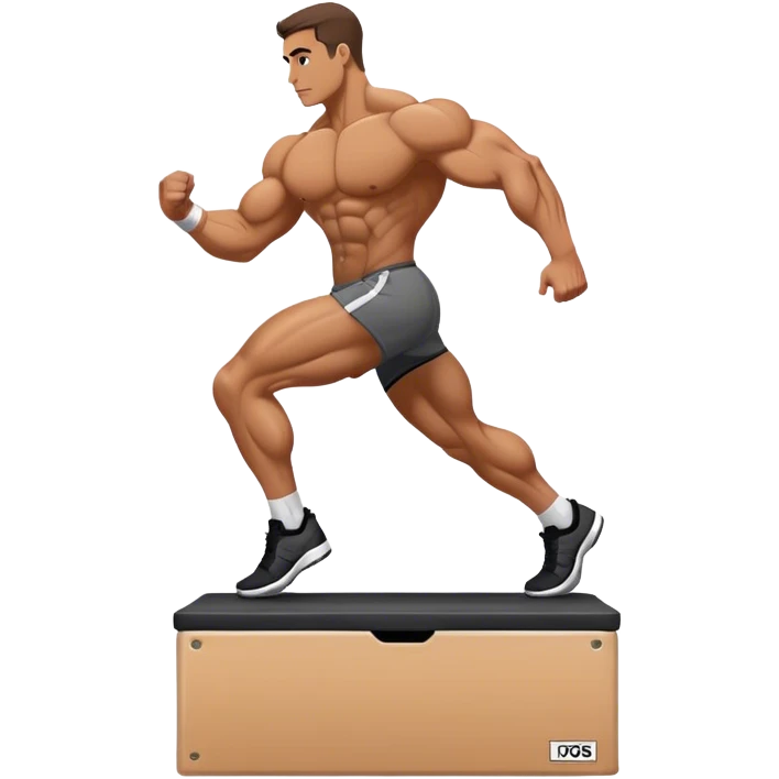 bodybuilder step onto plyo-box side-view emoji