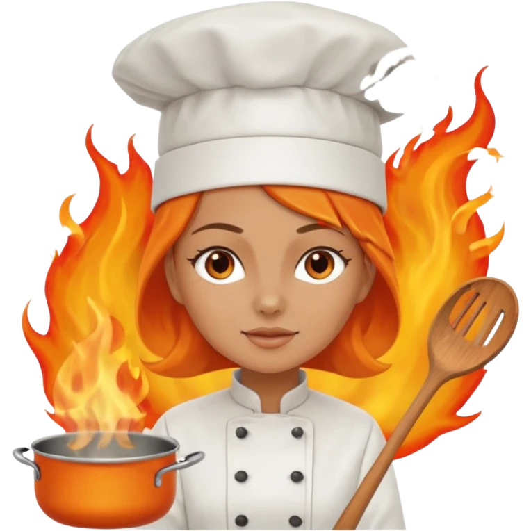 women cooking with fire emoji