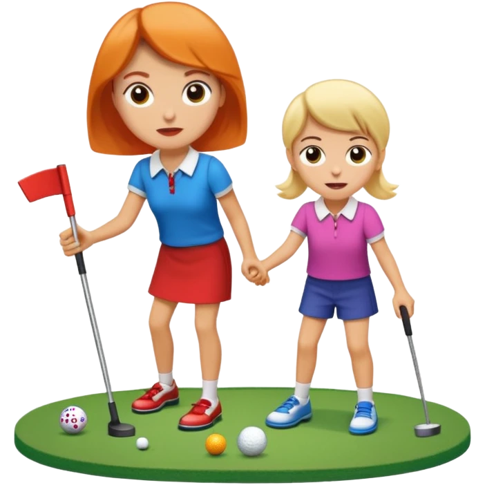 Crazy golf lady and boy emoji