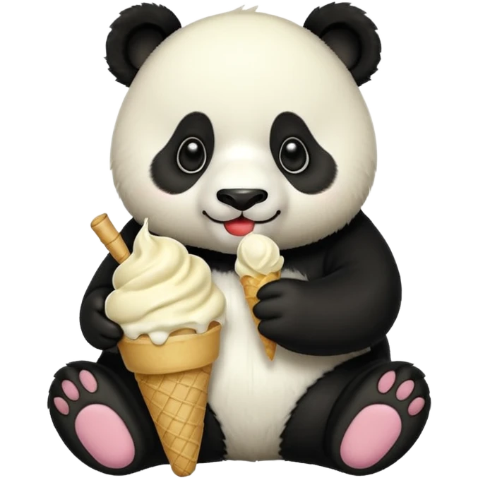 Panda eating ice cream emoji