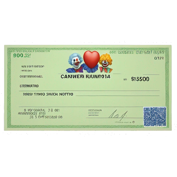 bank check with a clown on it emoji