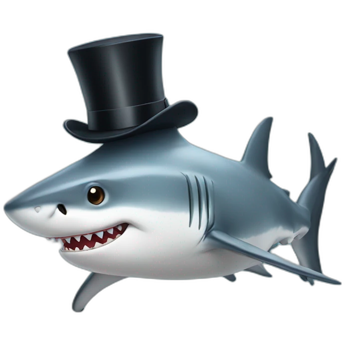 Shark with a top hat emoji