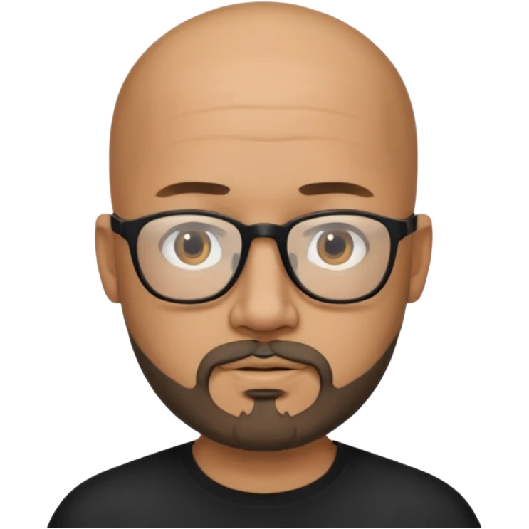 Bald male, black glasses, goatee beard, realistic portrait emoji