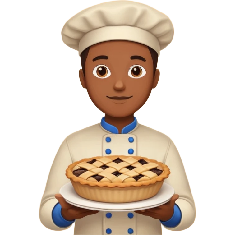 Baking community man avatar in vibrant style illustration. Pie, cookie, and muffin warm golden tones, simple shapes, flat design, high contrast. emoji