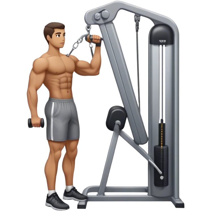 side-view man standing cable-machine tricep-pushdown emoji