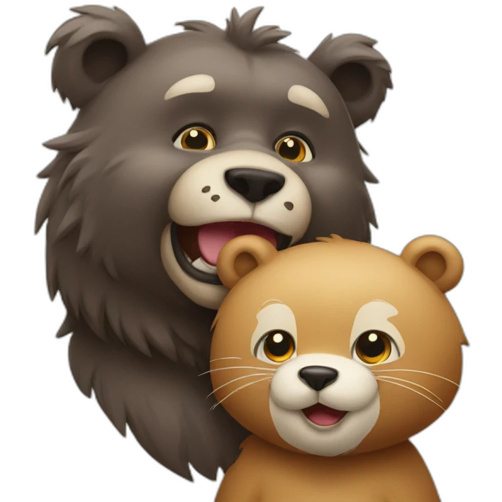 big cat and a little bear emoji