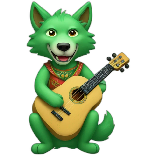Green wolf with balalaika emoji