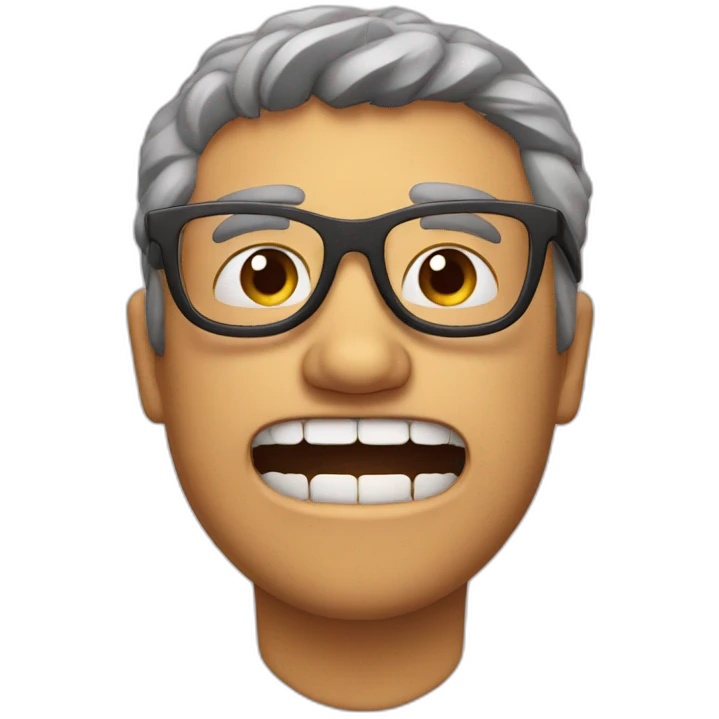 a man who bite his glasses in his mouth emoji