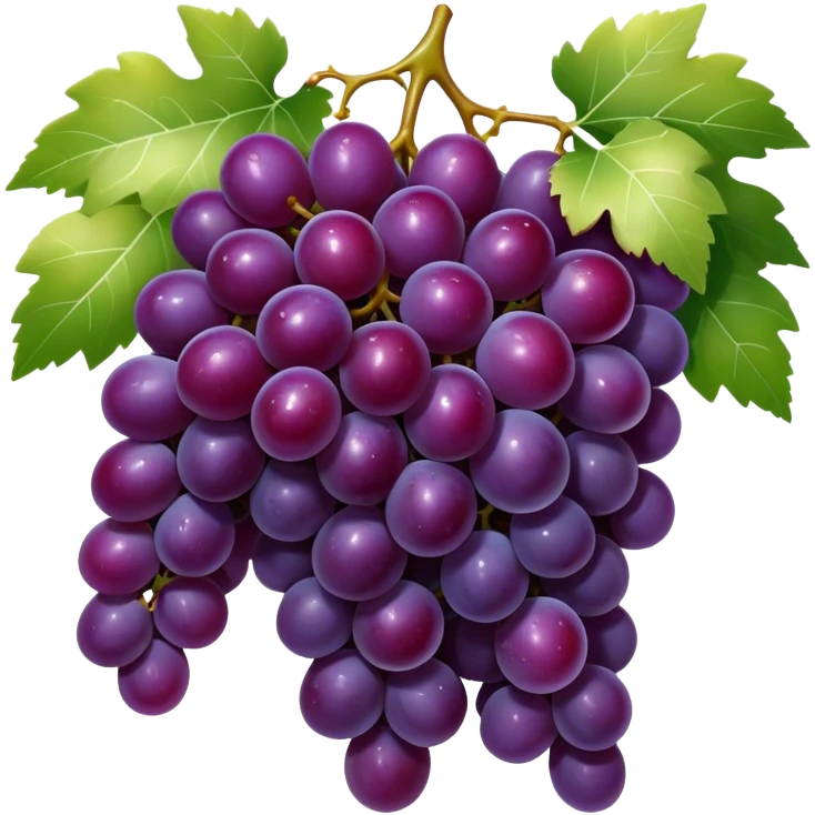 Cinematic glossy purple grapes, plump and dewy, gathered in a beautiful cluster, deep rich hues, ultra-detailed, fresh and juicy, soft glowing light. emoji
