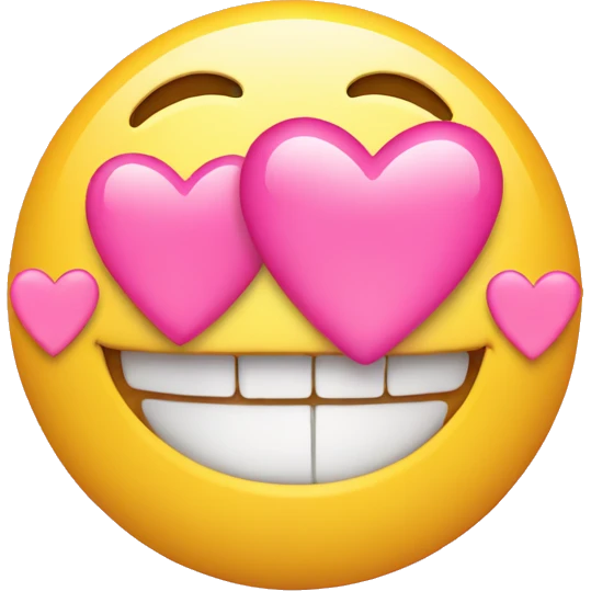 Smile emoji with 2 pink hearts  emoji