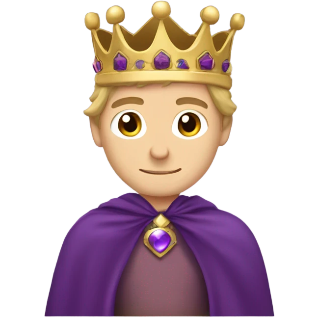Caucasian prince with a purple cape and a crown emoji