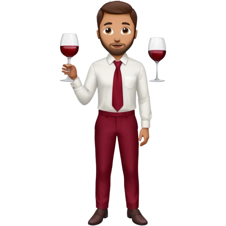 Anwar Jibawi with dark brown hair, white dress shirt, wine red silk pants emoji