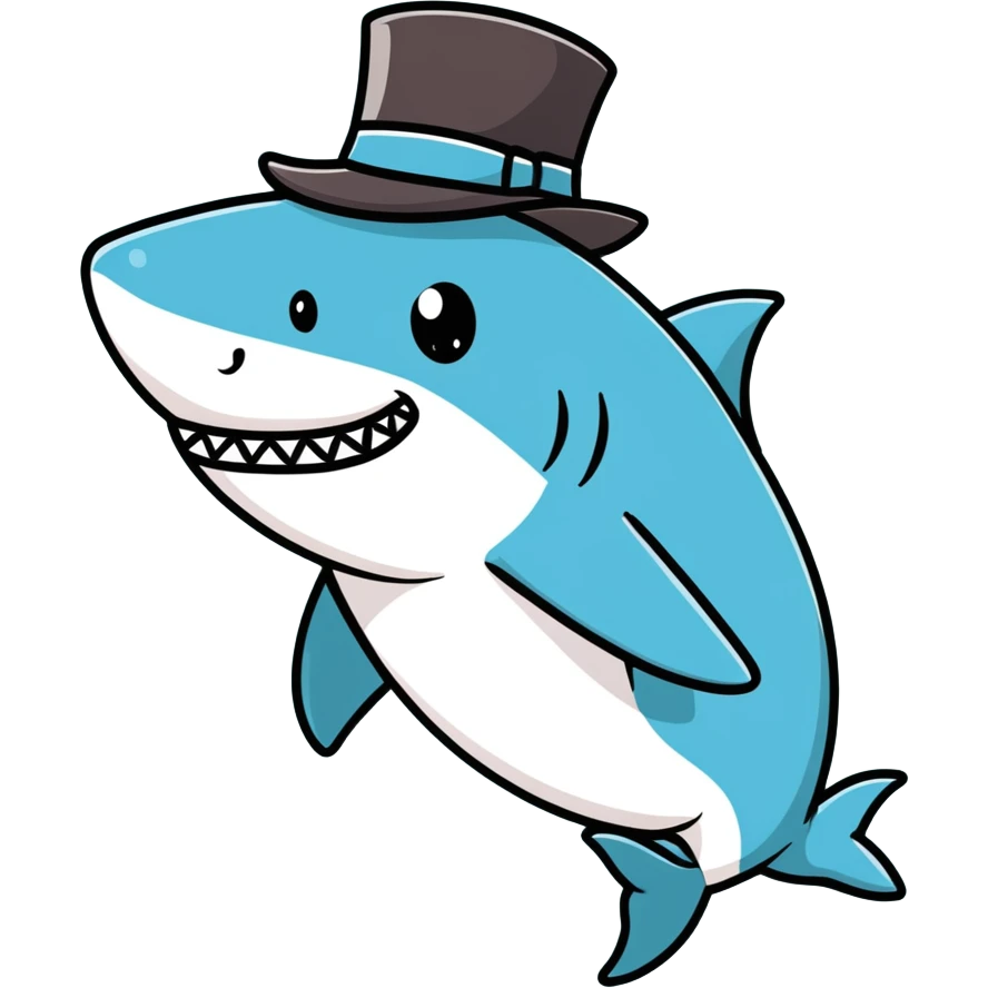 Shark with a top hat emoji