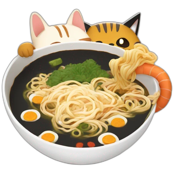 Naruto qui mange avec un ramen avec un chat  emoji