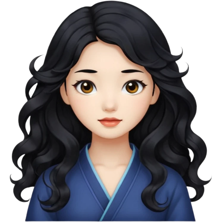 Beautiful girl,Black hair,wavy hair，long hair,Black eyes,Chinese emoji