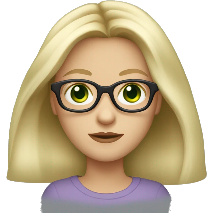 blond long hair girl with black framed glasses slavic wide face and green eyes emoji