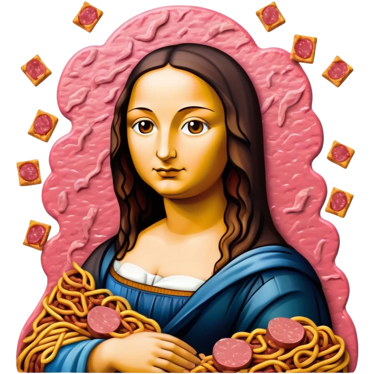 pop art monalisa SPAM meat slop landscape  emoji