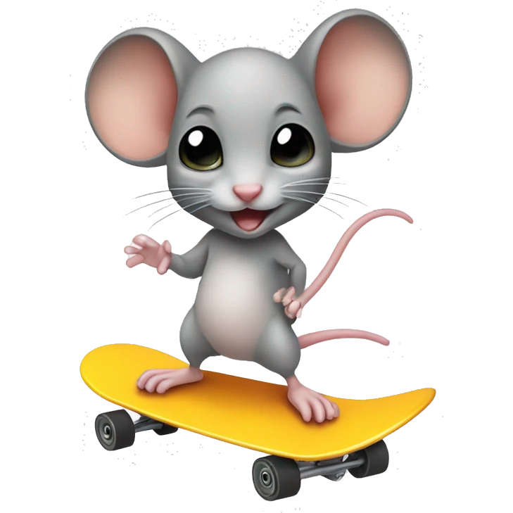 Baby mouse with skateboard emoji