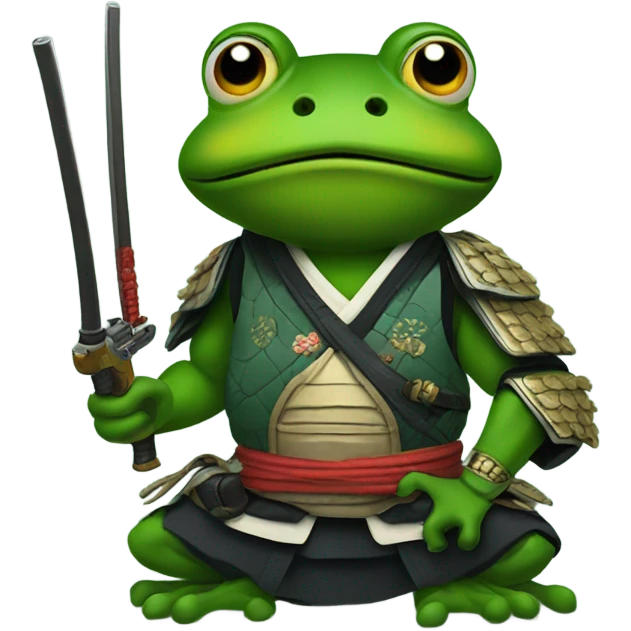 Frog samurai with a gun emoji